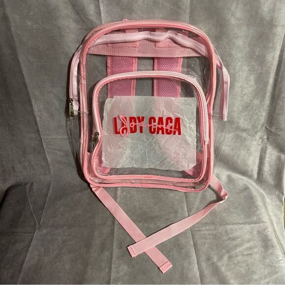 Lady Gaga Joanne Tour VIP Backpack Bookbag Pink and Clear School‎ Travel - Picture 1 of 2